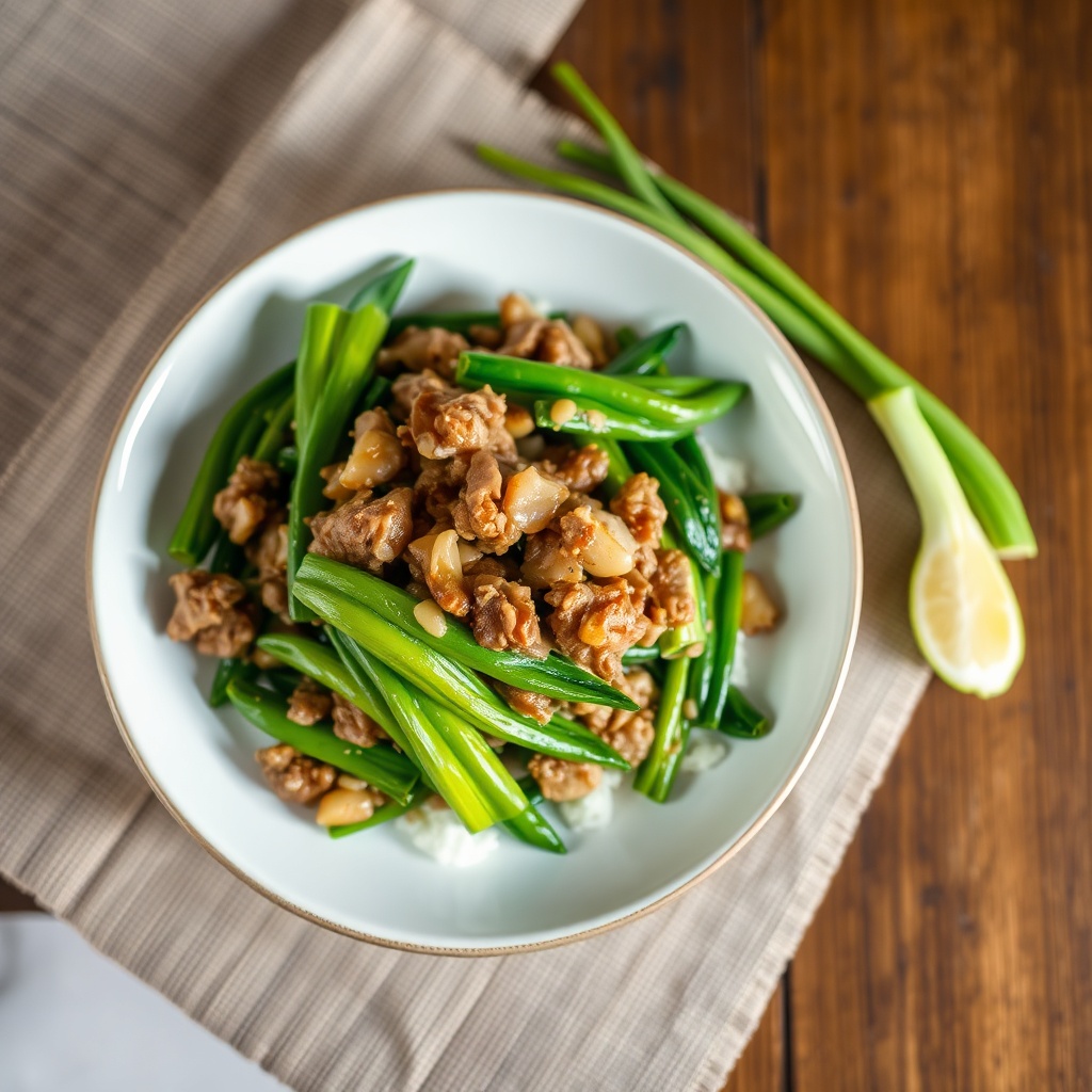 Folong sauté à la viande hachée